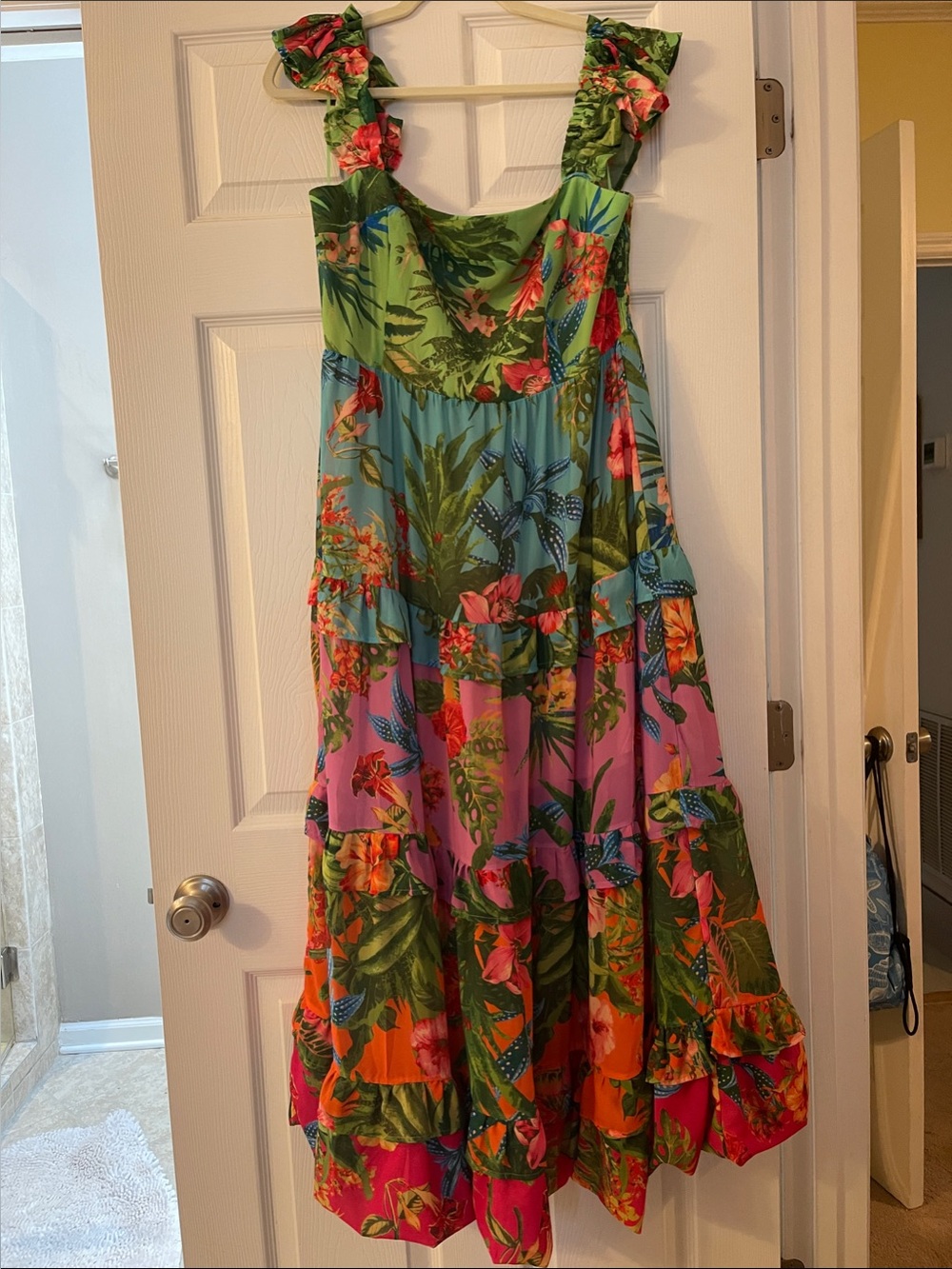 Avara Ivy Floral Ruffled Tiered Summer Dress - Green Multi